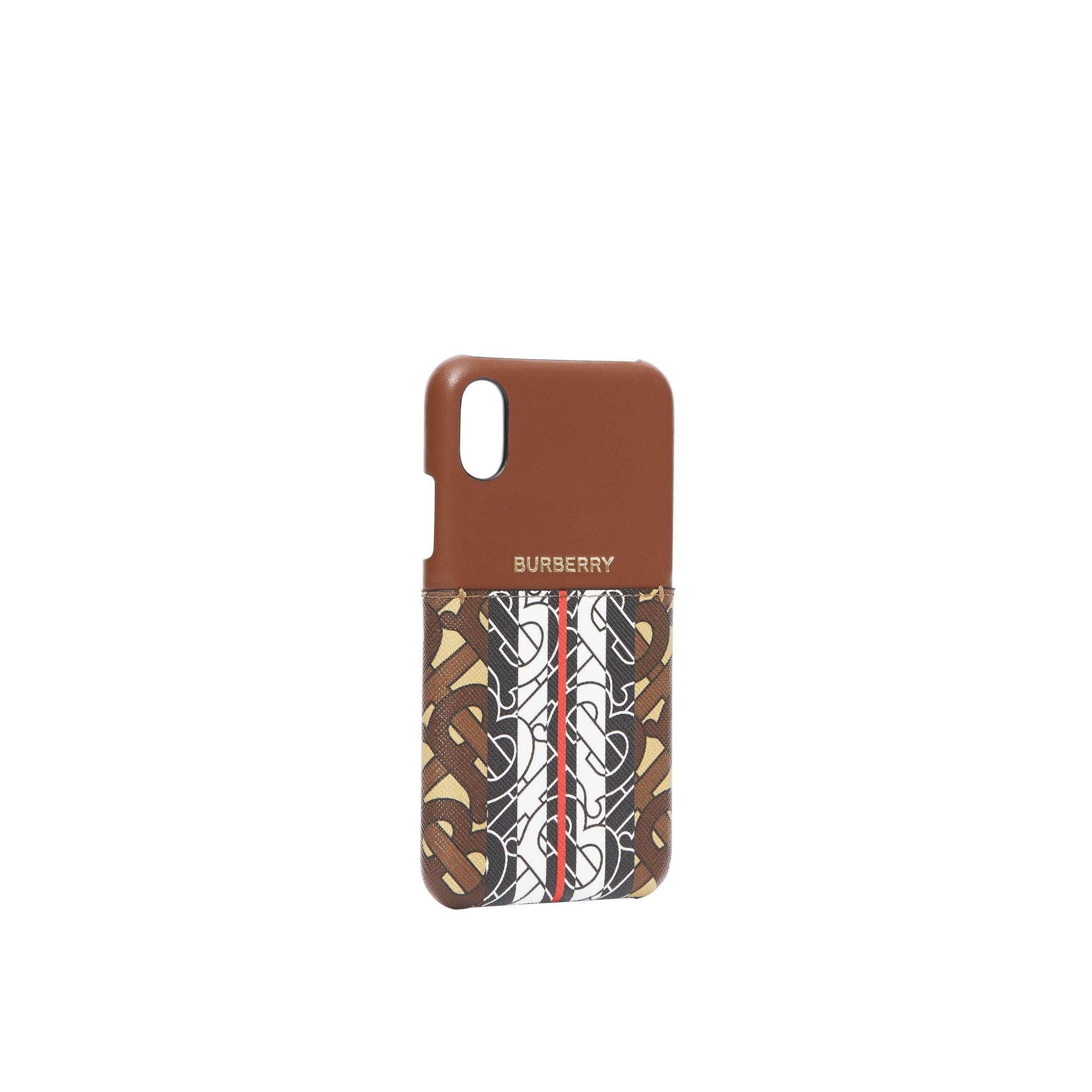 Coque pour iPhone X/XS en cuir et toile rayée - Bridle Brown