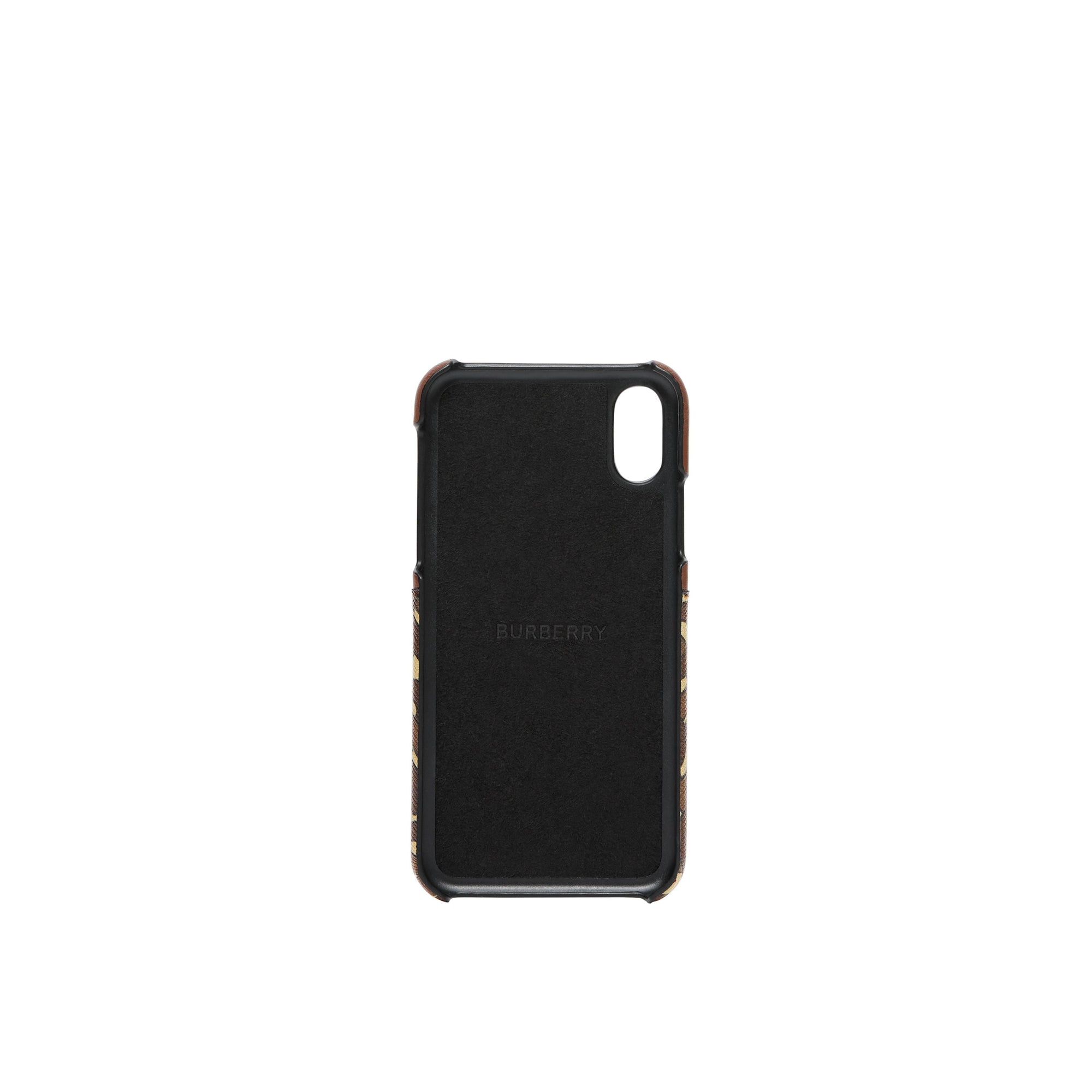 Coque pour iPhone X/XS en cuir et toile rayée - Bridle Brown