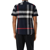 Chemise slim à manches courtes à motif check - Navy Check