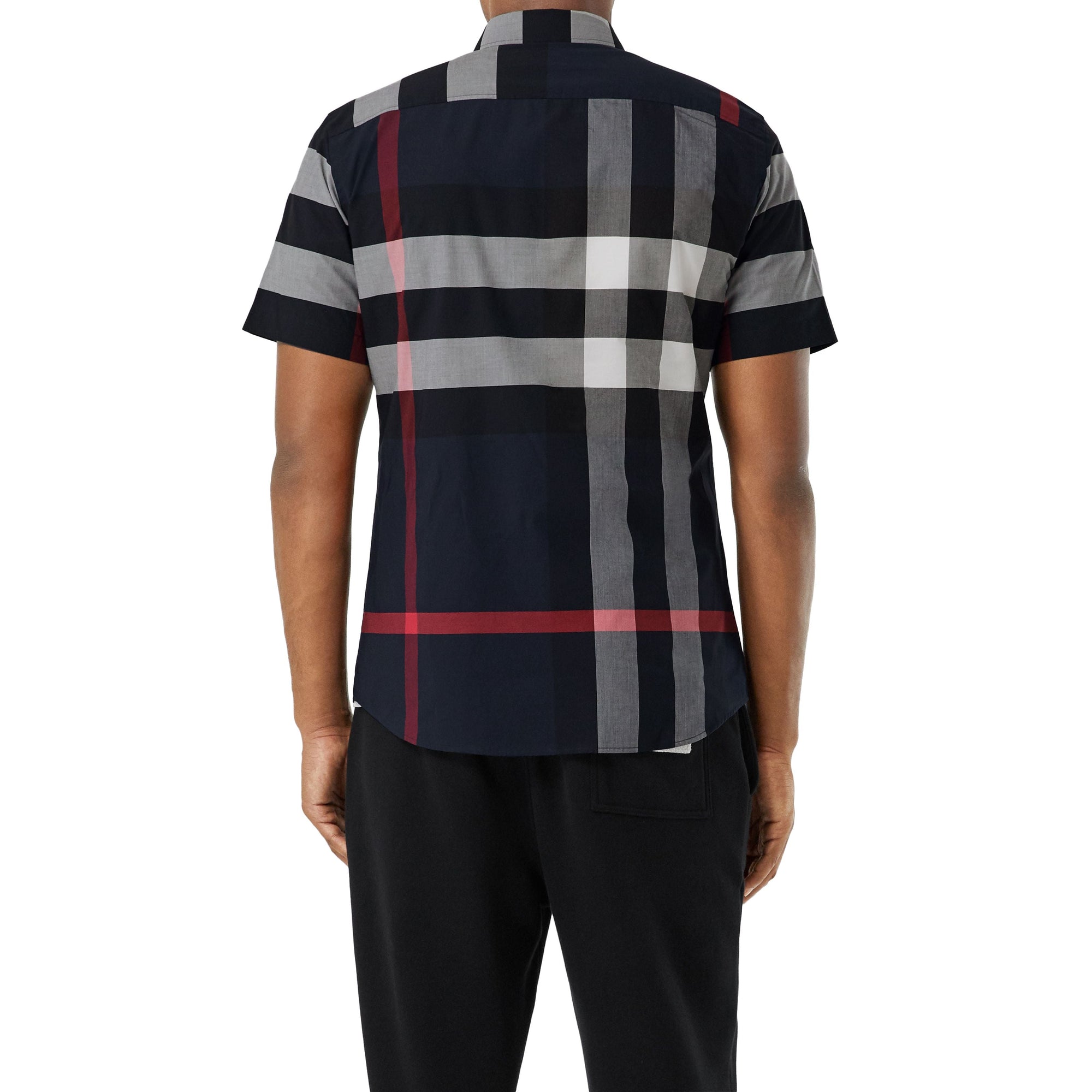 Chemise slim à manches courtes à motif check - Navy Check