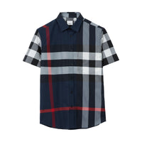 Chemise slim à manches courtes à motif check - Navy Check