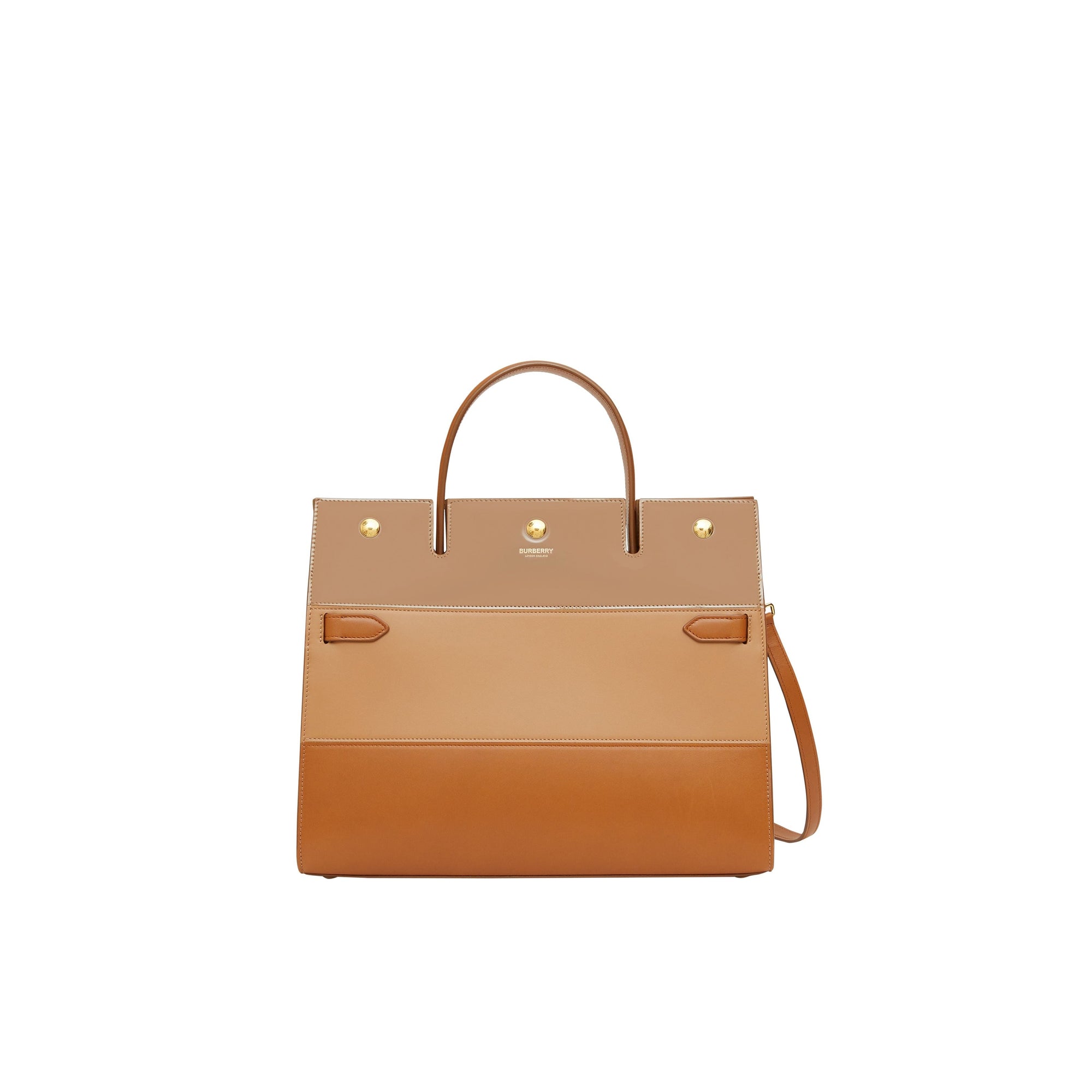 Sac Title moyen en cuir à panneaux - Soft Fawn