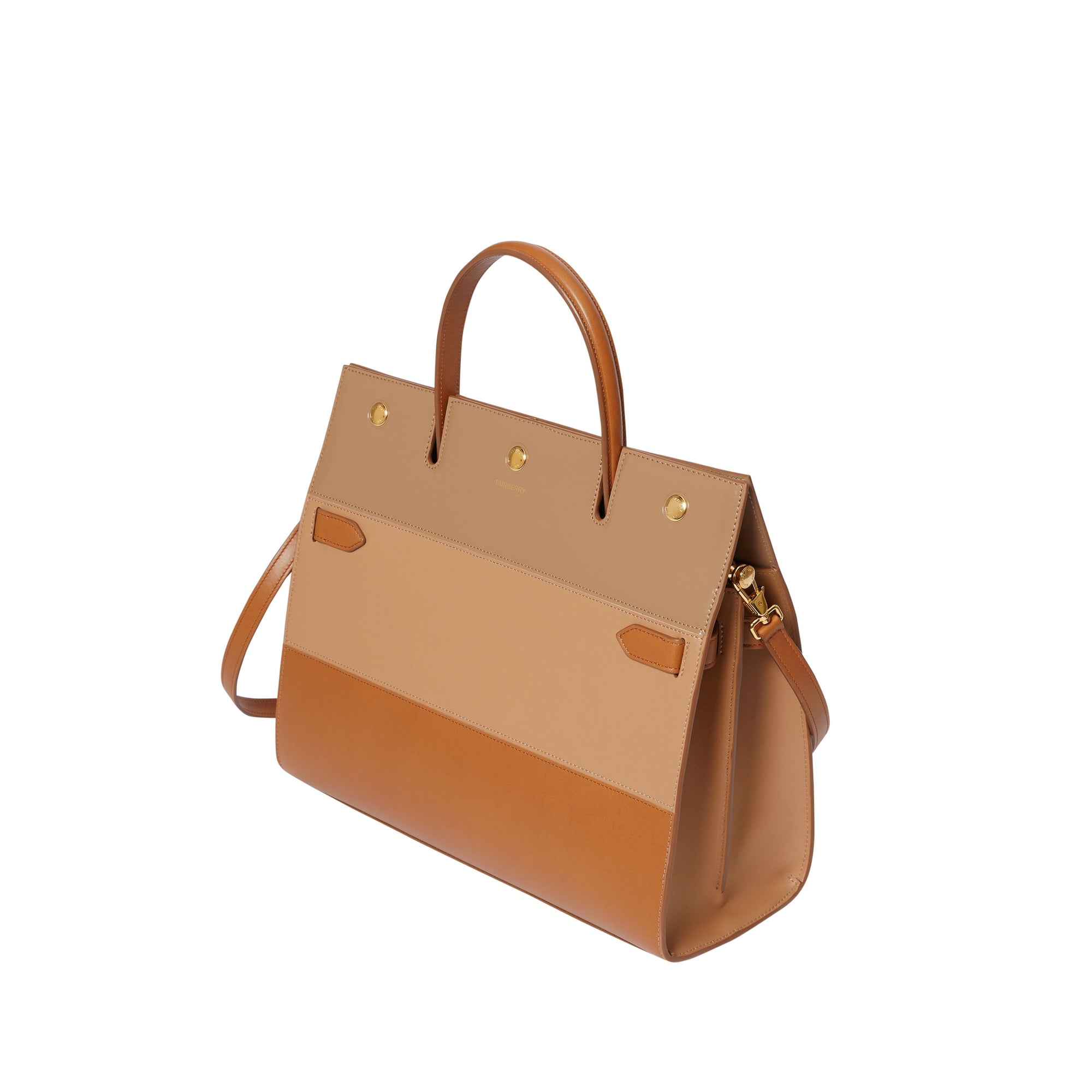 Sac Title moyen en cuir à panneaux - Soft Fawn