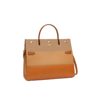 Sac Title moyen en cuir à panneaux - Soft Fawn