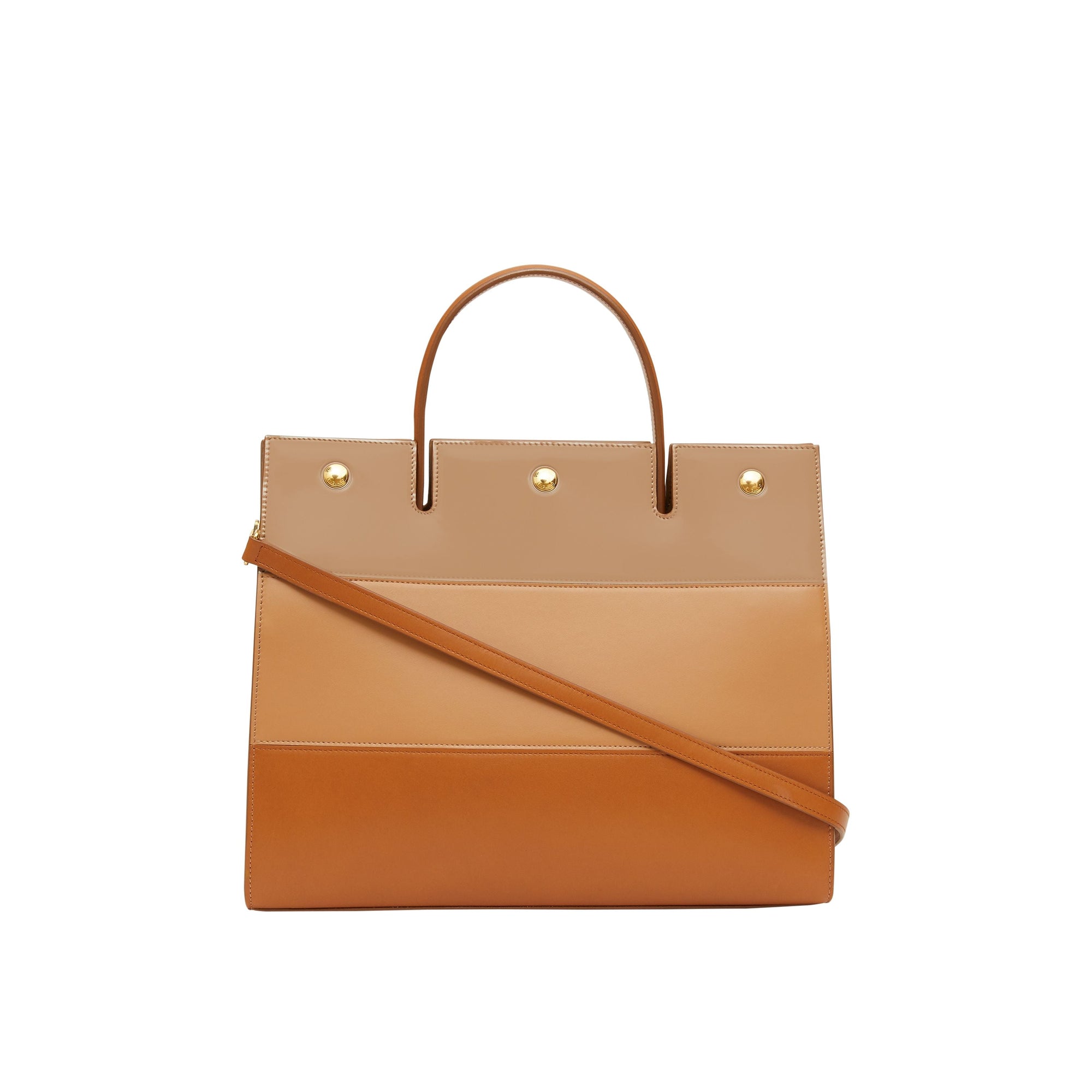 Sac Title moyen en cuir à panneaux - Soft Fawn