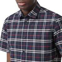 Chemise à manches courtes en coton stretch - Navy Check