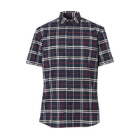 Chemise à manches courtes en coton stretch - Navy Check