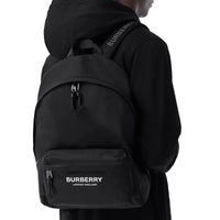 Sac à dos à logo et bordures en cuir - Black
