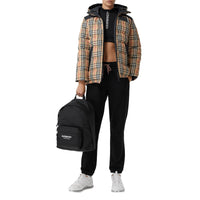 Sac à dos à logo et bordures en cuir - Black