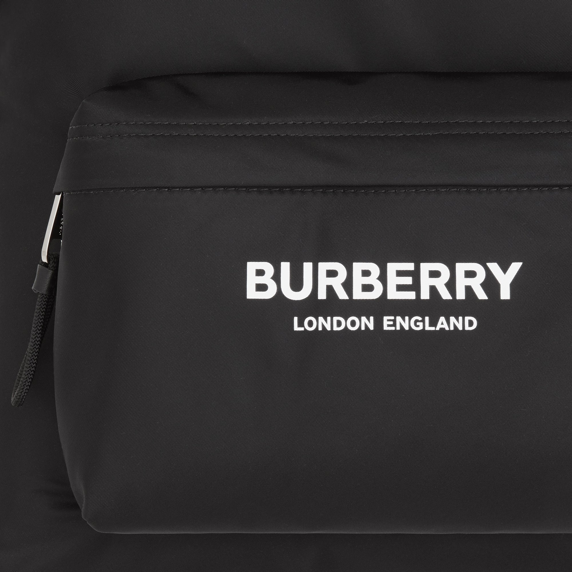 Sac à dos à logo et bordures en cuir - Black