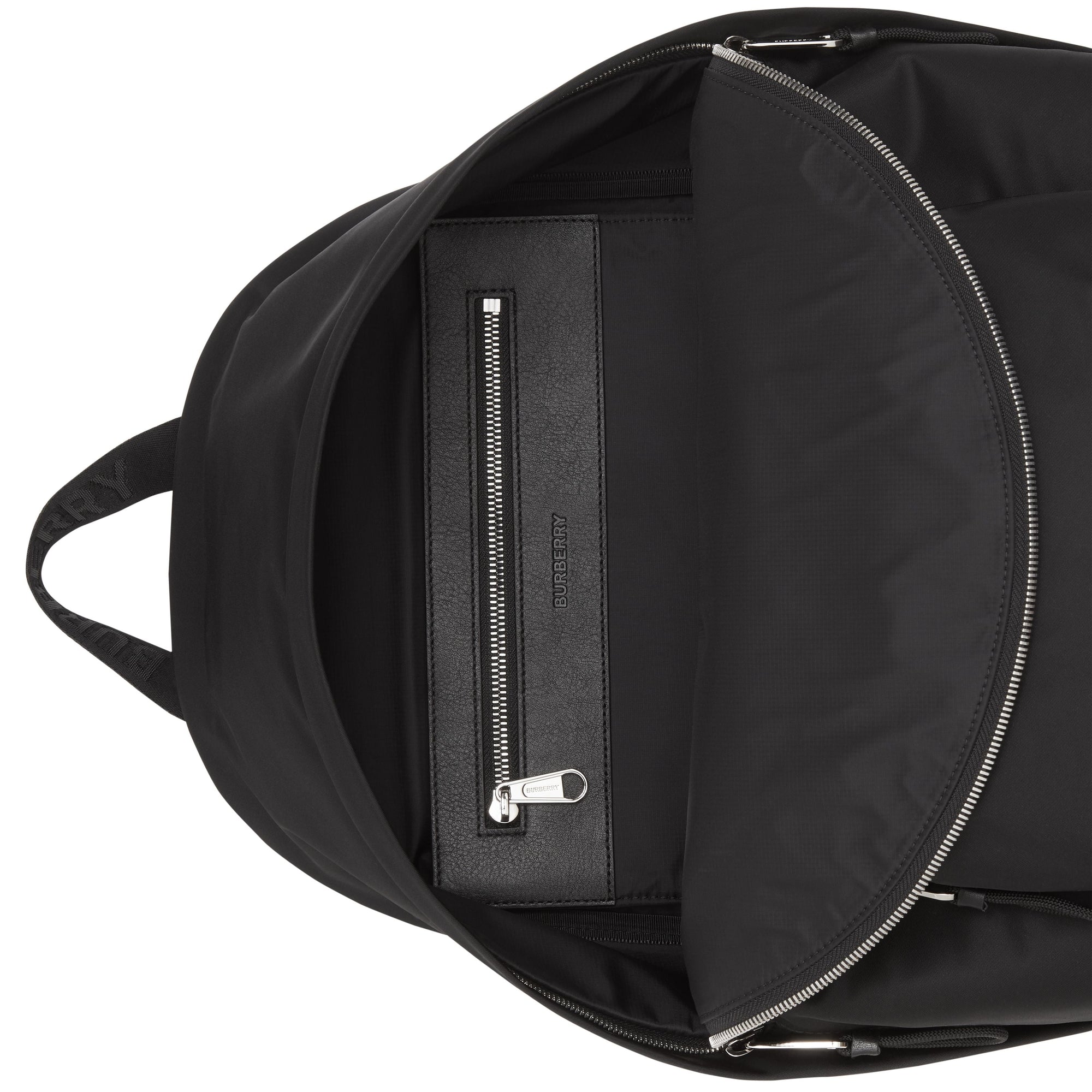 Sac à dos à logo et bordures en cuir - Black