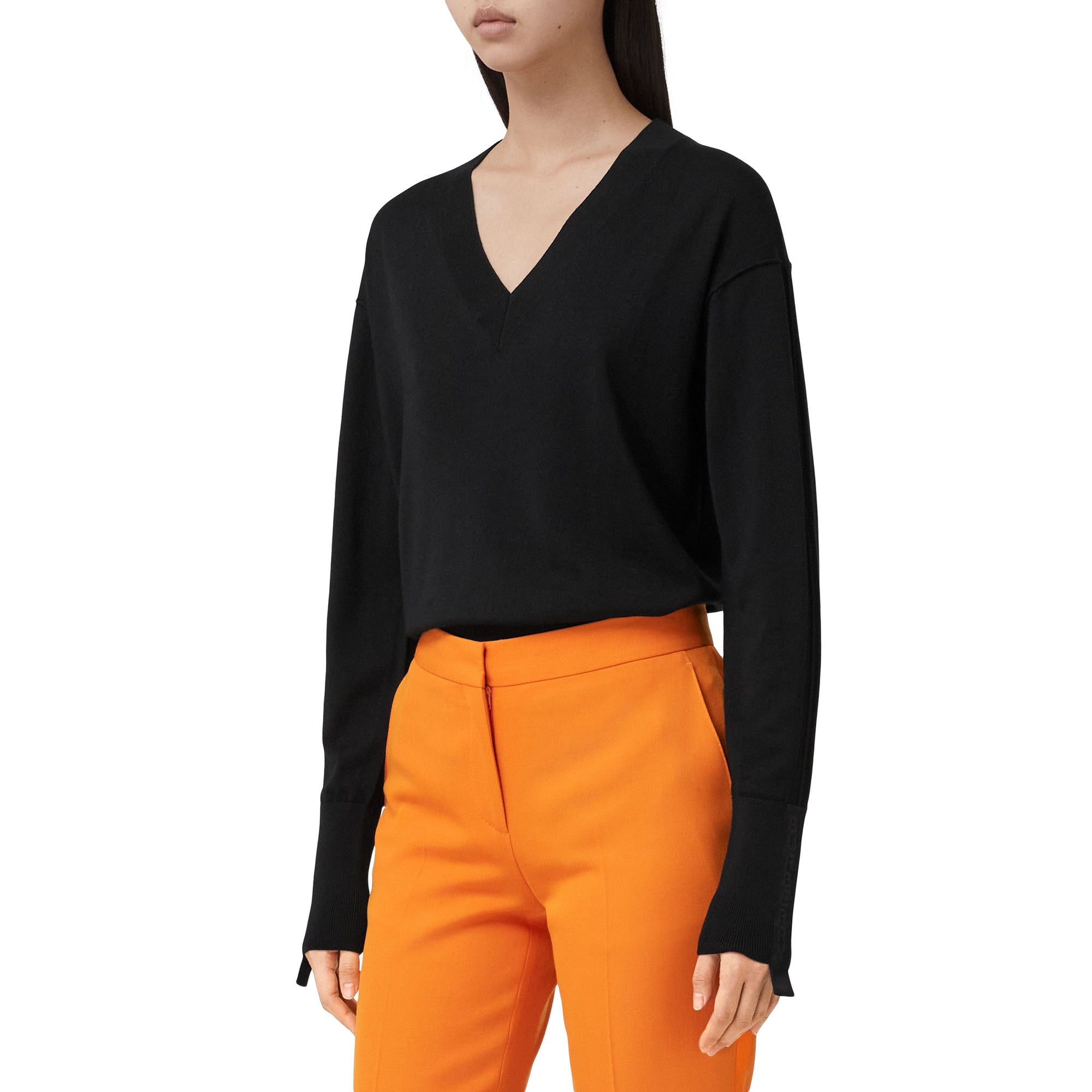Pull en laine et soie à logo - Black