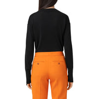 Pull en laine et soie à logo - Black