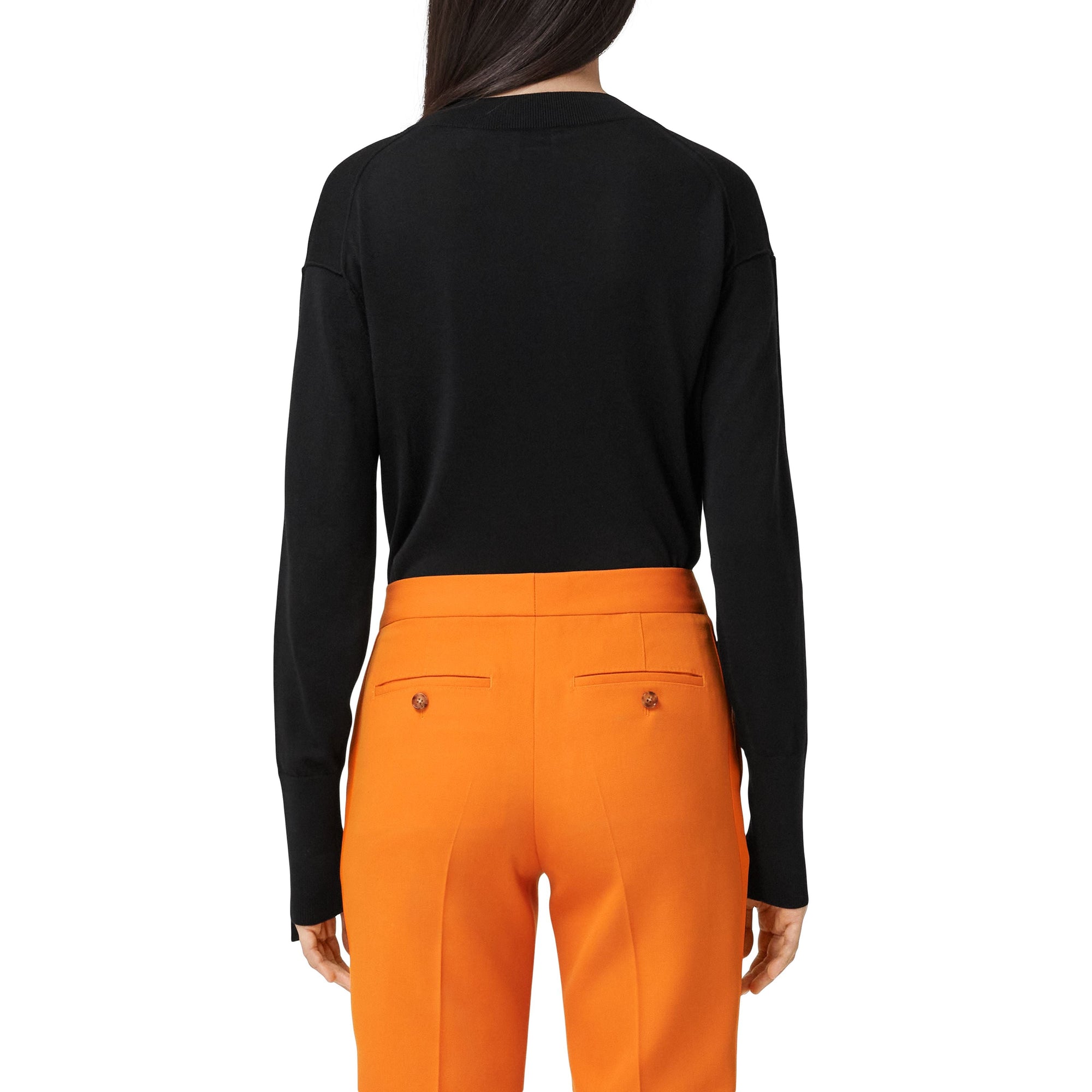 Pull en laine et soie à logo - Black