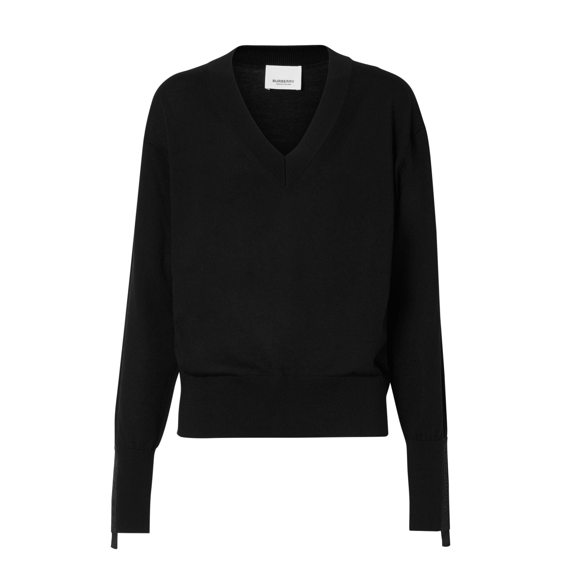 Pull en laine et soie à logo - Black
