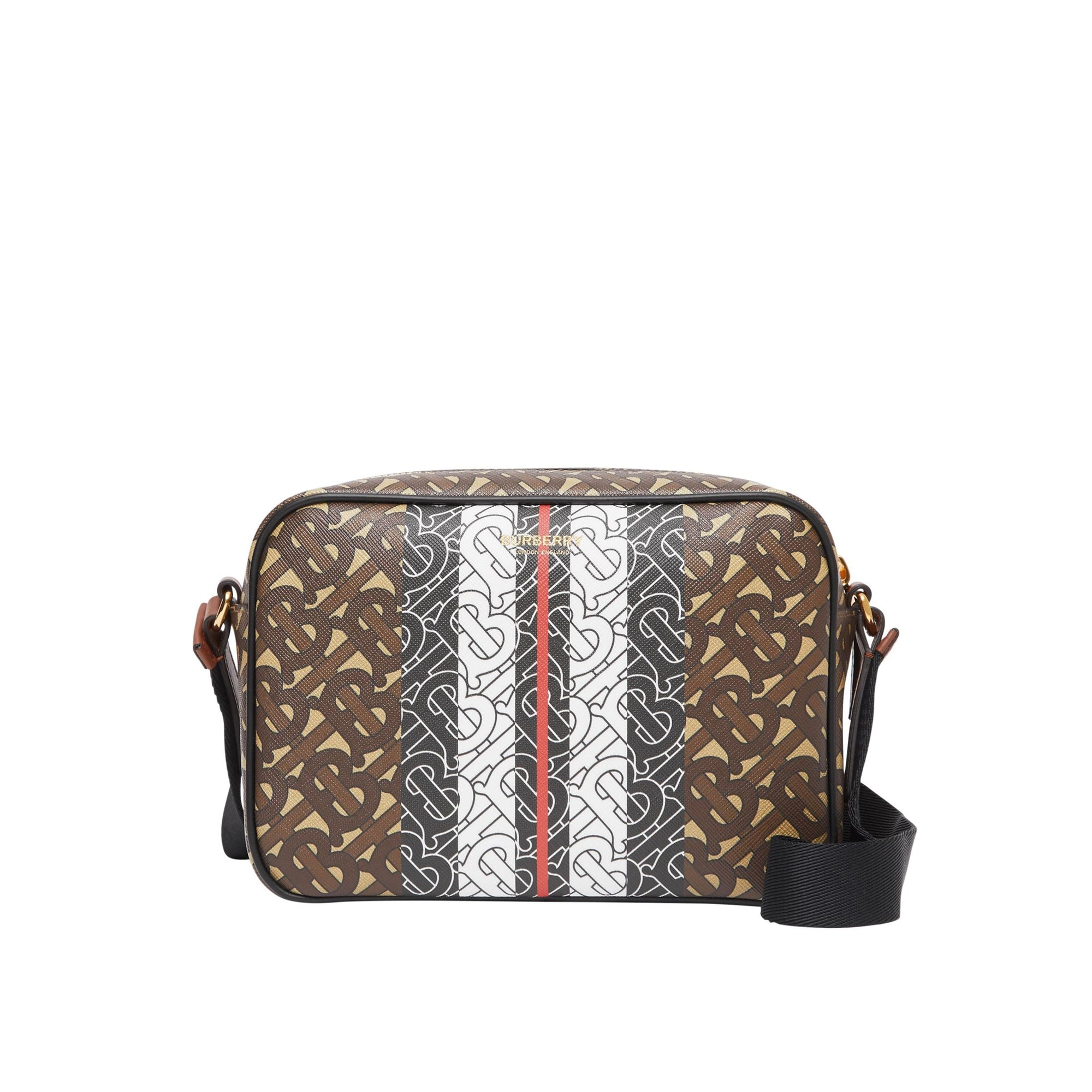 Sac à bandoulière en toile écologique rayé Monogram - Bridle Brown