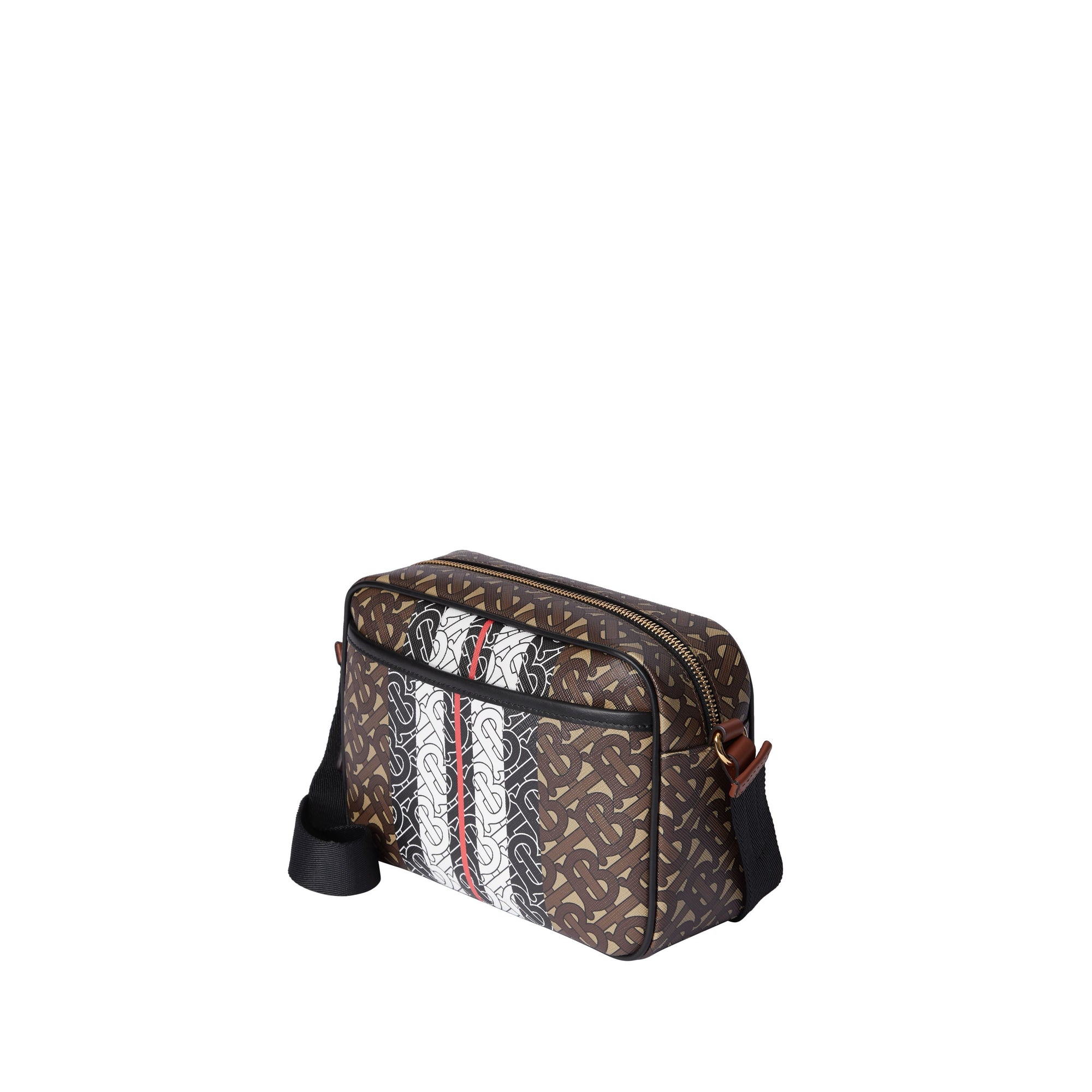 Sac à bandoulière en toile écologique rayé Monogram - Bridle Brown