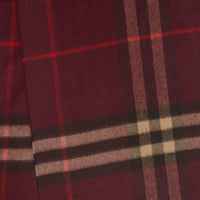Écharpe à franges et motif check en cachemire - Burgundy