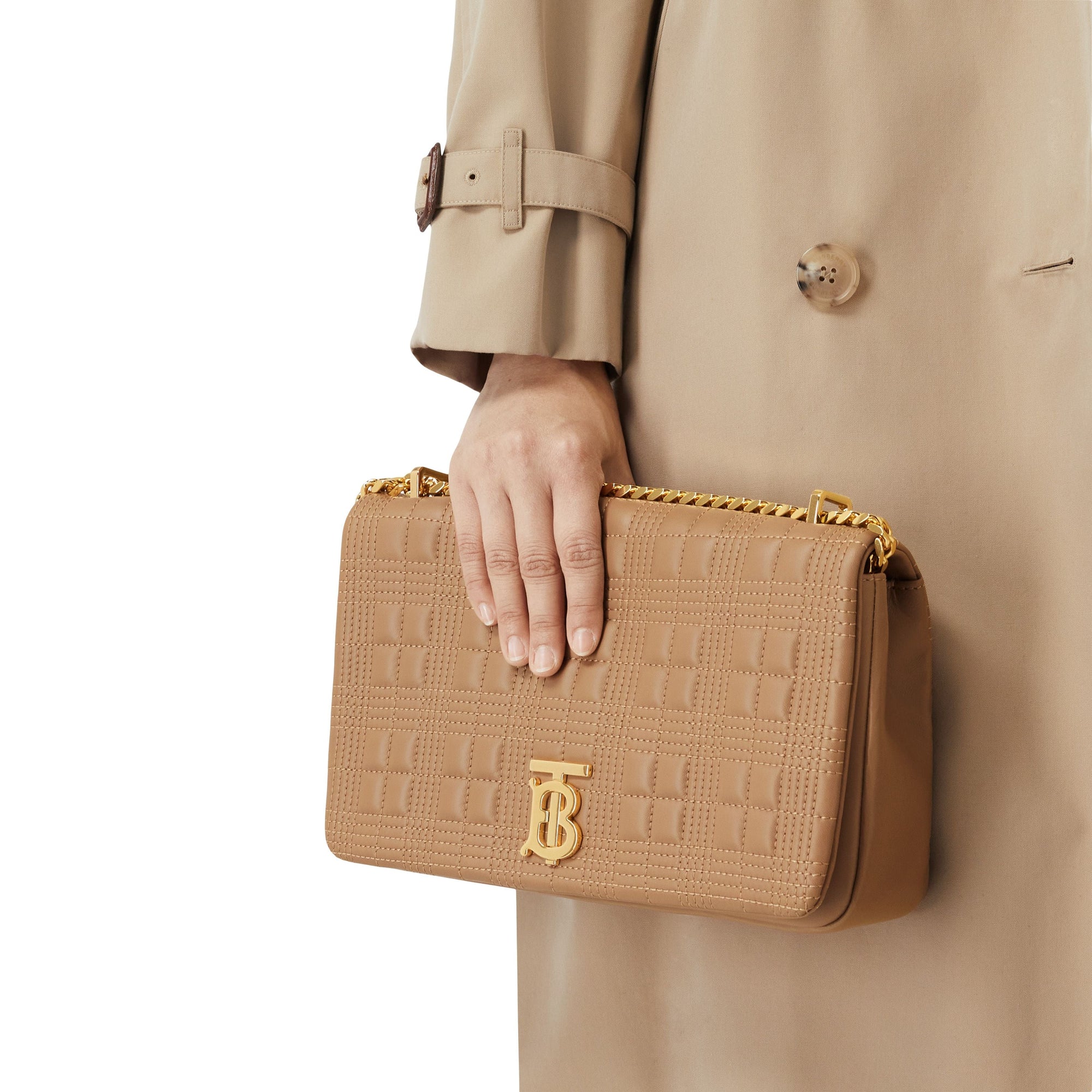 Sac Lola moyen matelassé en cuir d'agneau - Camel