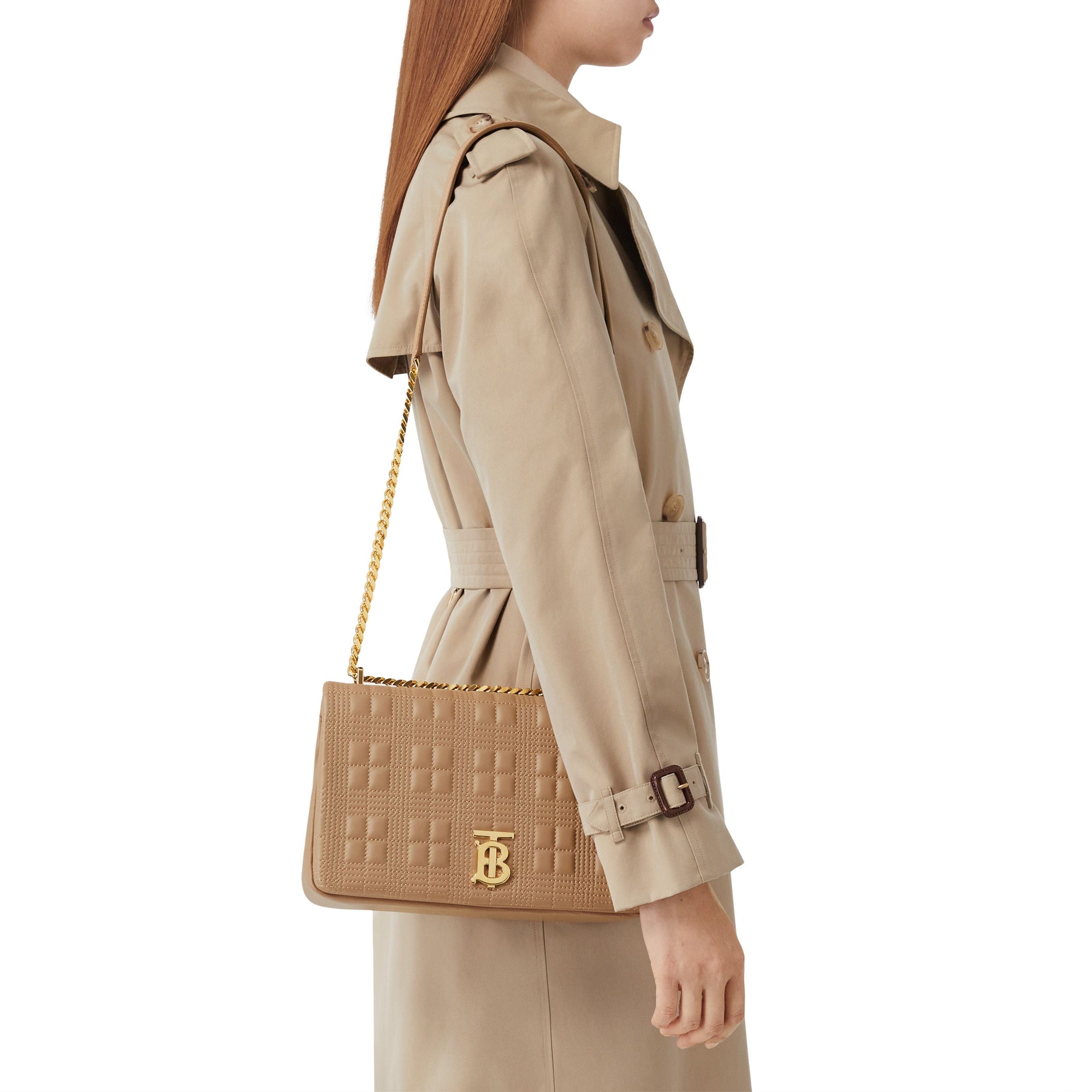 Sac Lola moyen matelassé en cuir d'agneau - Camel