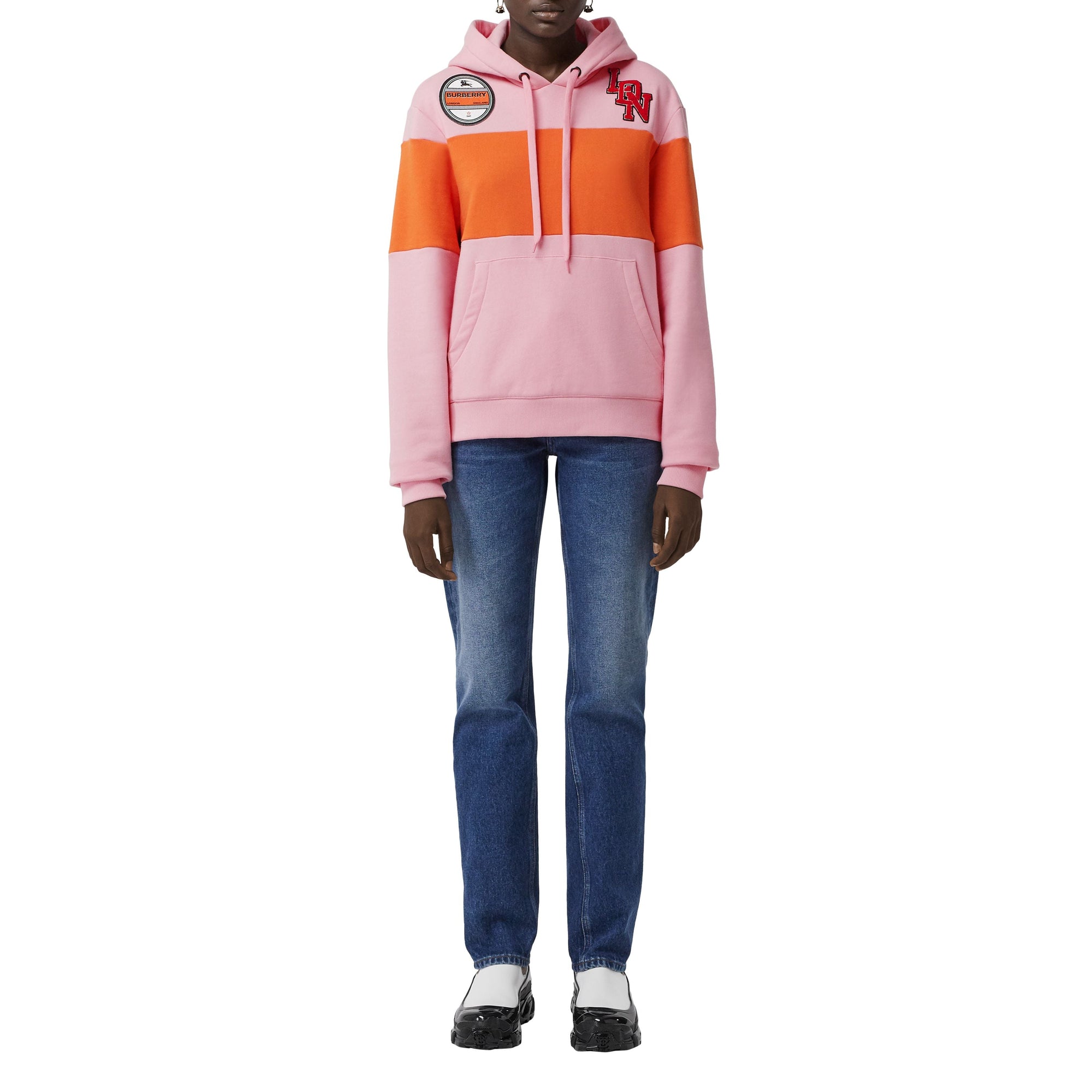 Sweat-shirt à capuche oversize en coton avec logos - Candy Pink