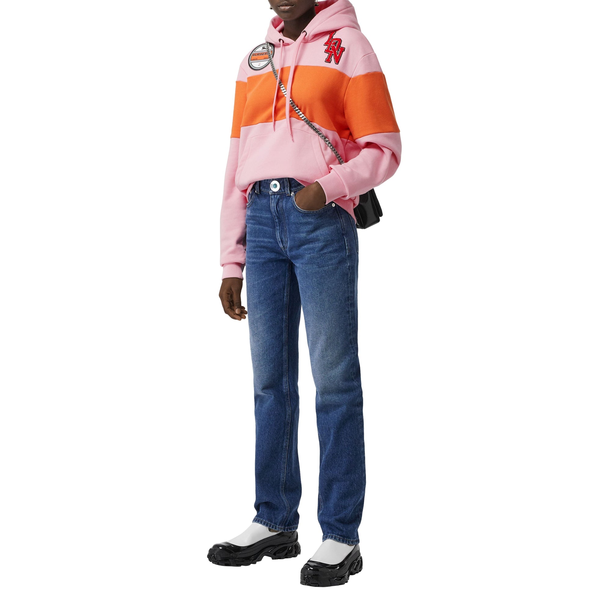 Sweat-shirt à capuche oversize en coton avec logos - Candy Pink