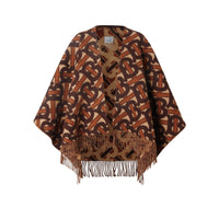 Cape en laine mérinos et cachemire tissés jacquard - Dark Mocha