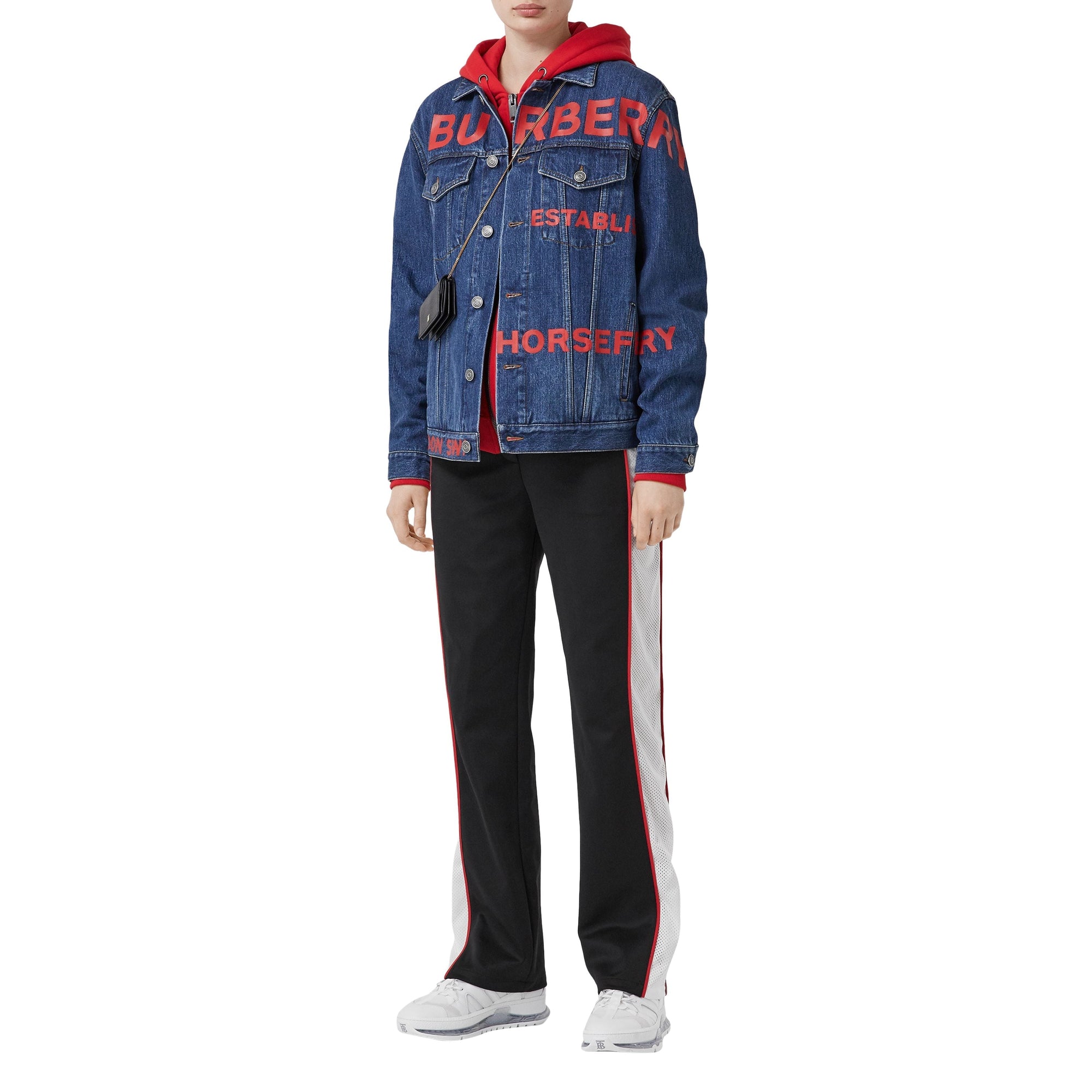 Pantalon tailleur en jersey avec bandes en filet - Black