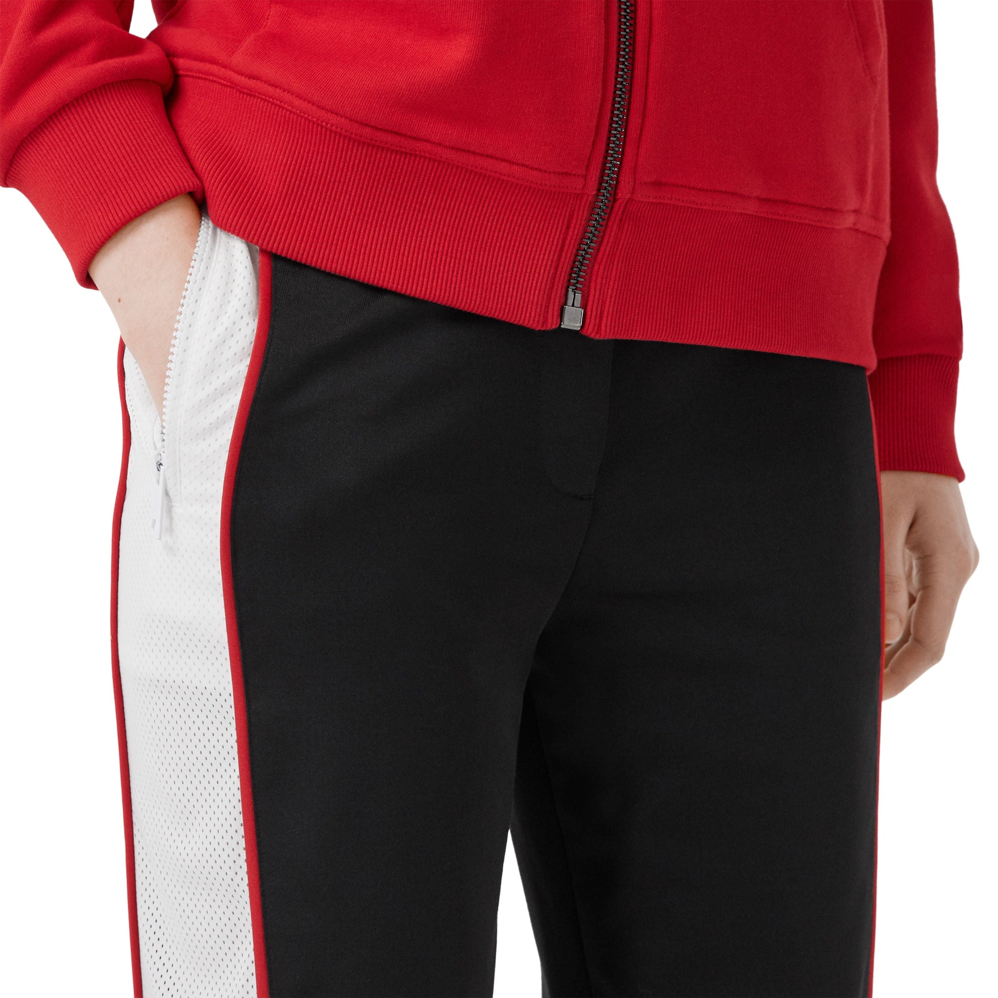 Pantalon tailleur en jersey avec bandes en filet - Black