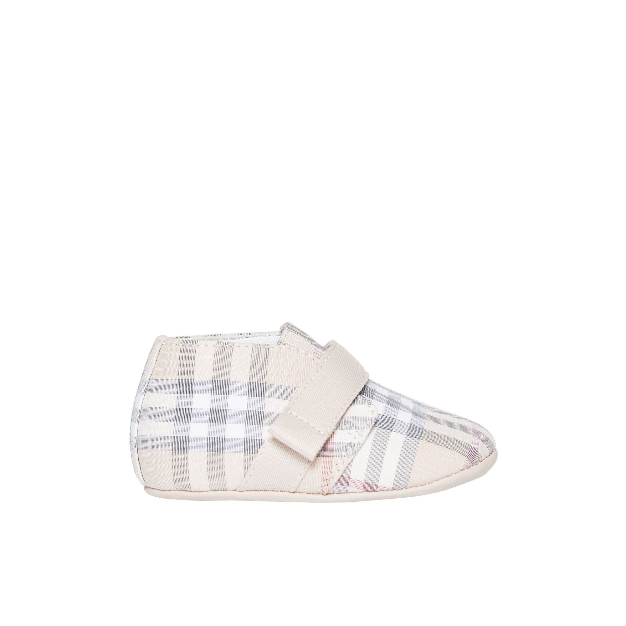 Chaussons en cuir et coton Check - Pale Stone