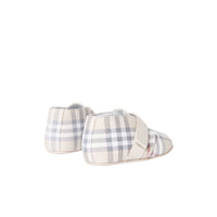 Chaussons en cuir et coton Check - Pale Stone