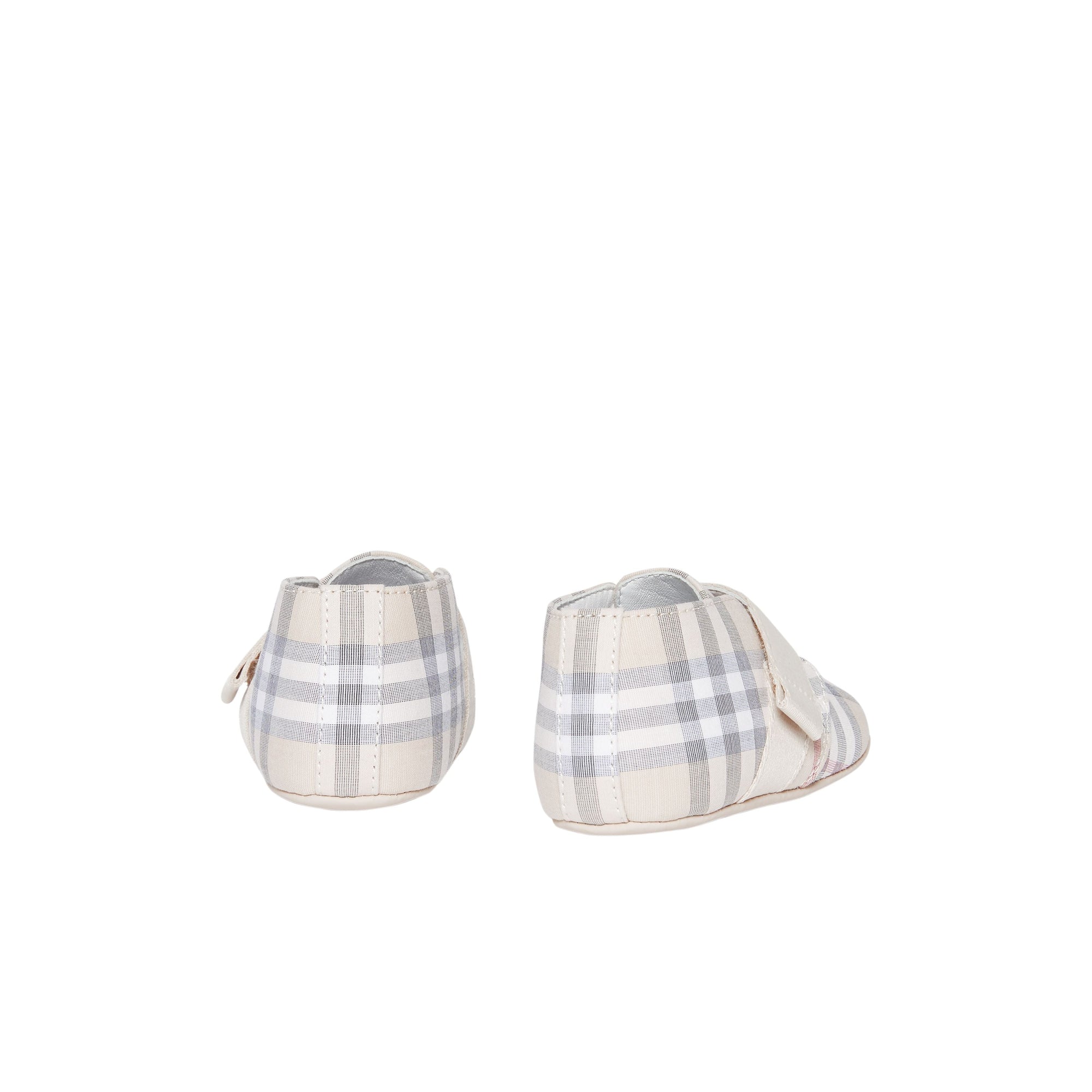 Chaussons en cuir et coton Check - Pale Stone