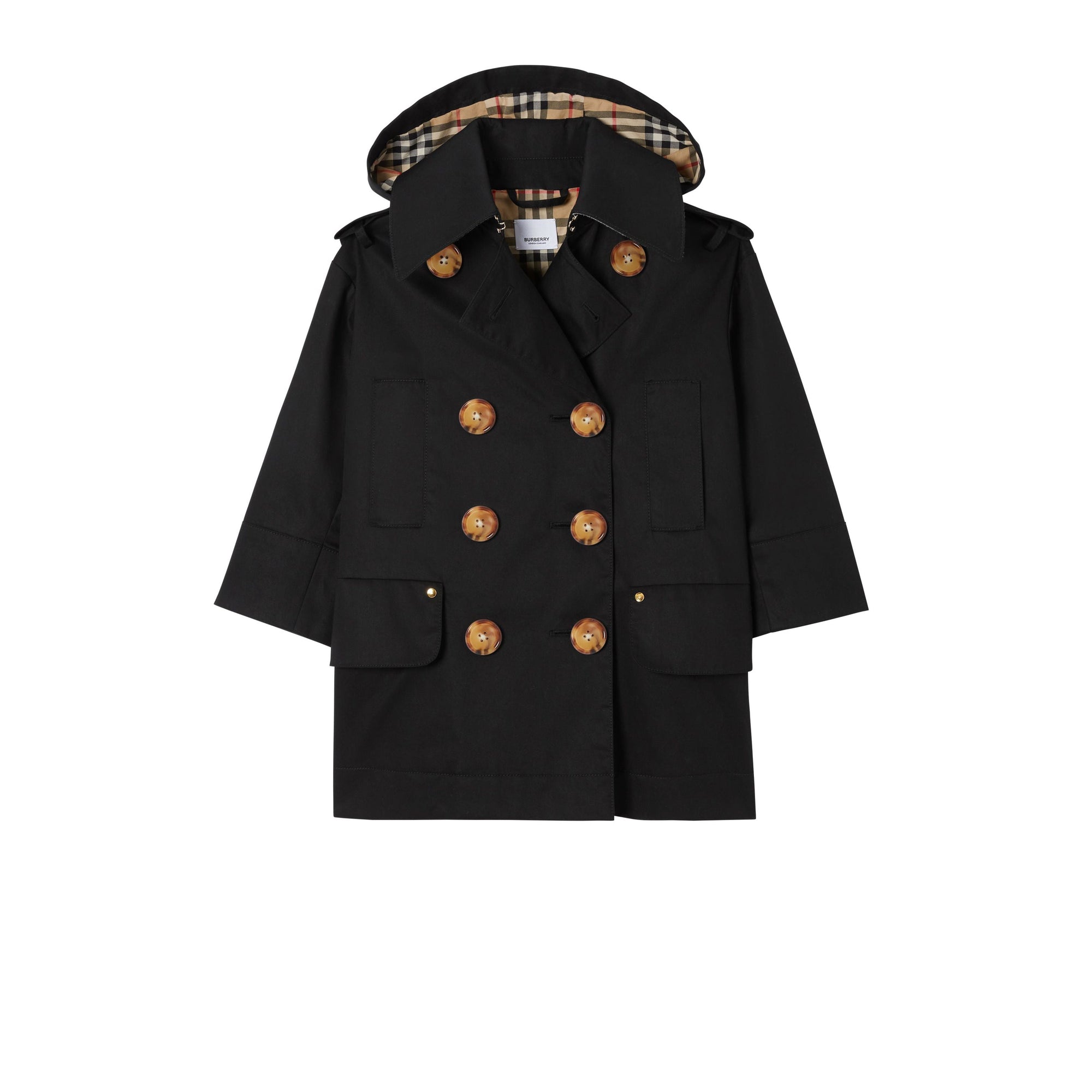 Trench à capuche en sergé de coton - Black