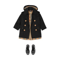 Trench à capuche en sergé de coton - Black