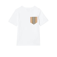 T-shirt en coton avec poche à rayures iconiques - White & Archive Beiges