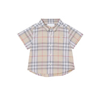 Chemise en coton Check à manches courtes et col boutonné - Pale Stone Check