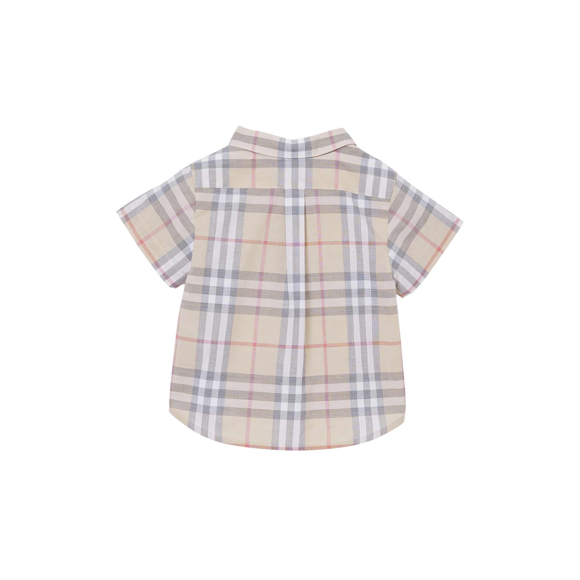 Chemise en coton Check à manches courtes et col boutonné - Pale Stone Check