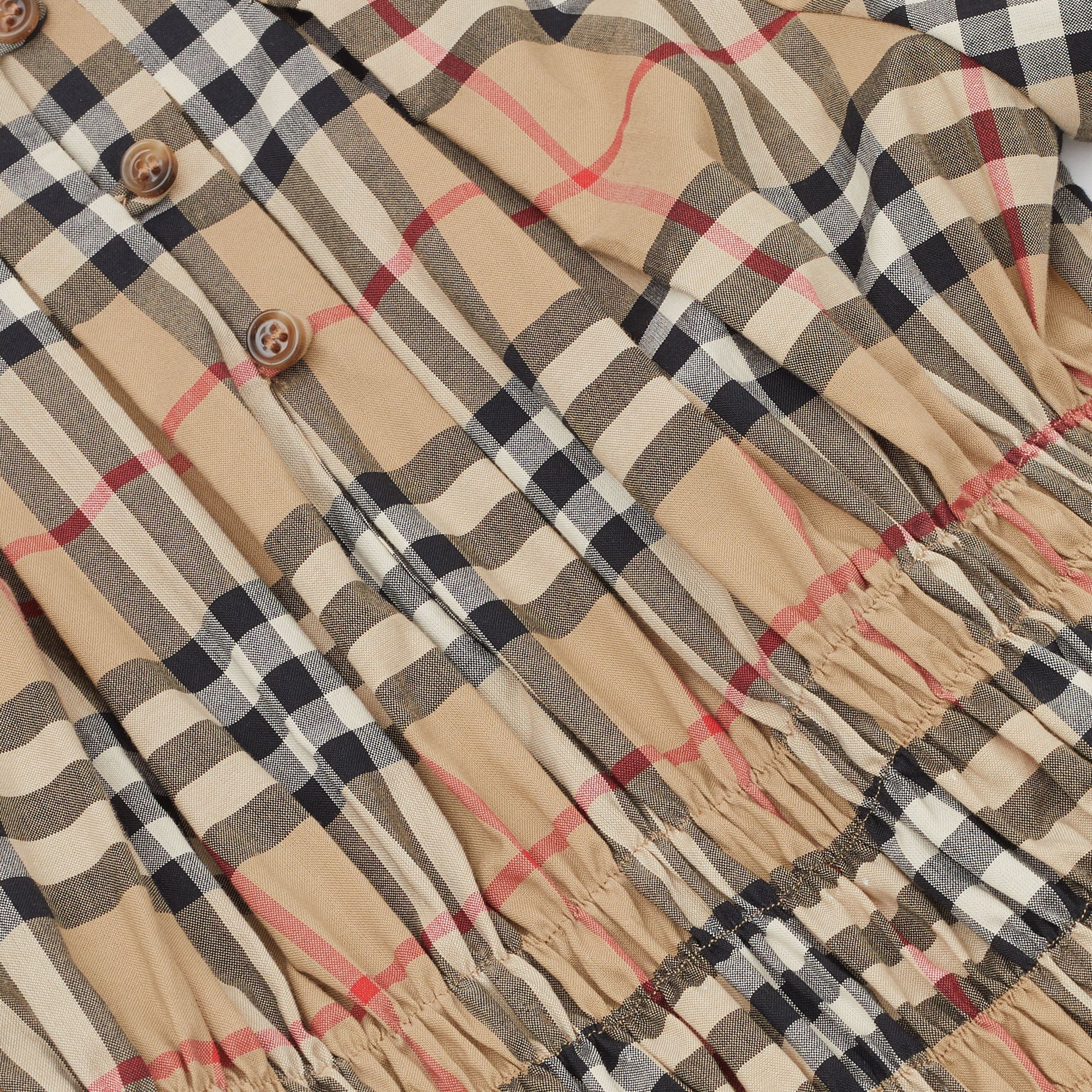 Robe en coton Vintage Check avec panneau ruché - Archive Beige Check