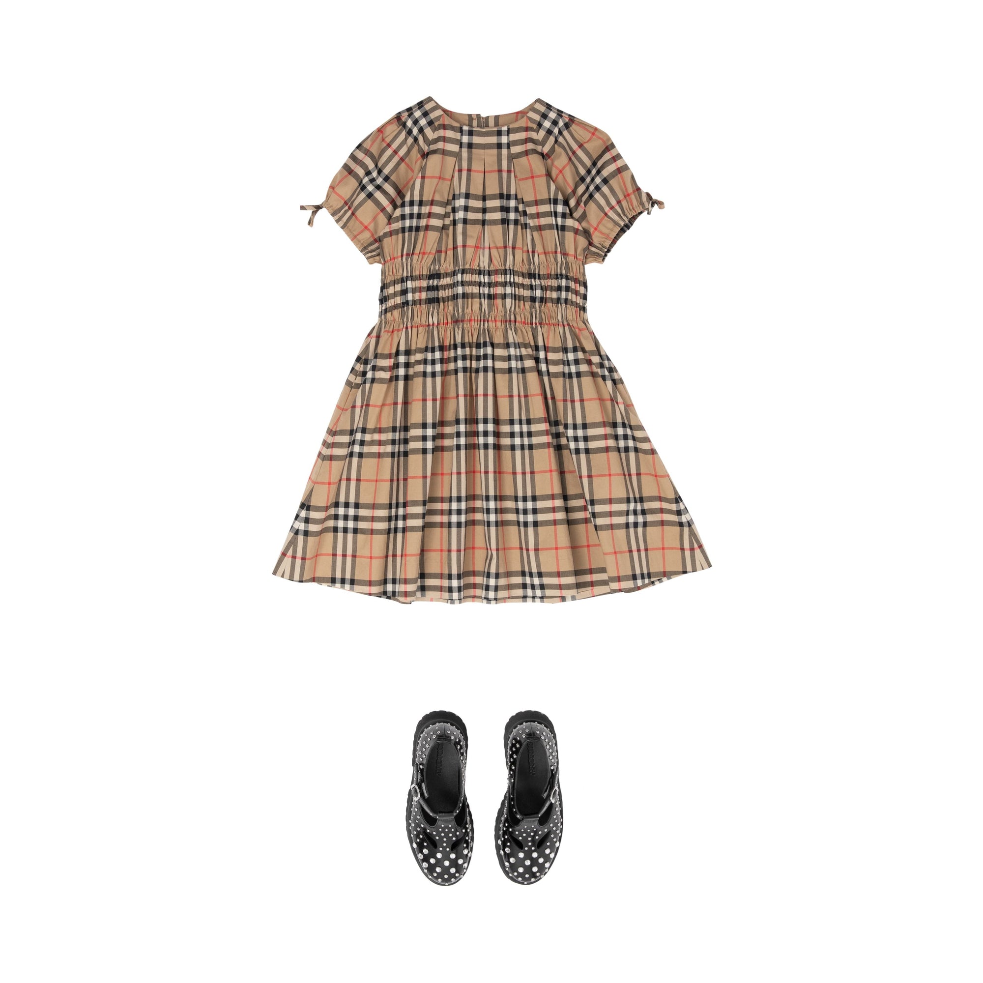 Robe en coton Vintage Check avec panneau ruché - Archive Beige Check
