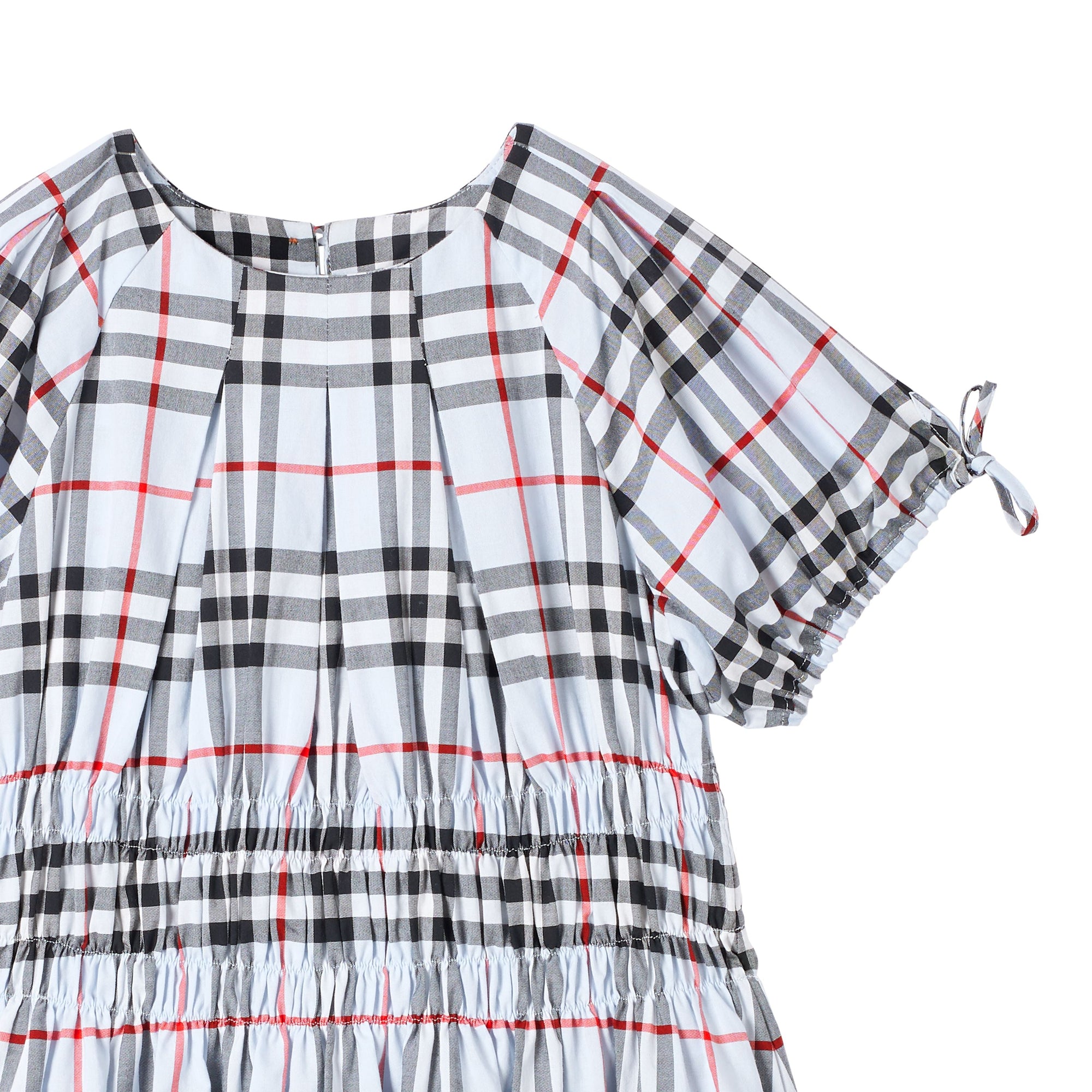 Robe en coton Vintage Check avec panneau ruché - Pale Blue Check