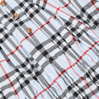 Robe en coton Vintage Check avec panneau ruché - Pale Blue Check