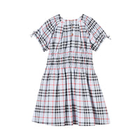 Robe en coton Vintage Check avec panneau ruché - Pale Blue Check