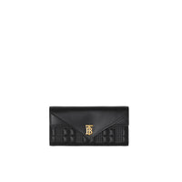Portefeuille continental matelassé en cuir - Black