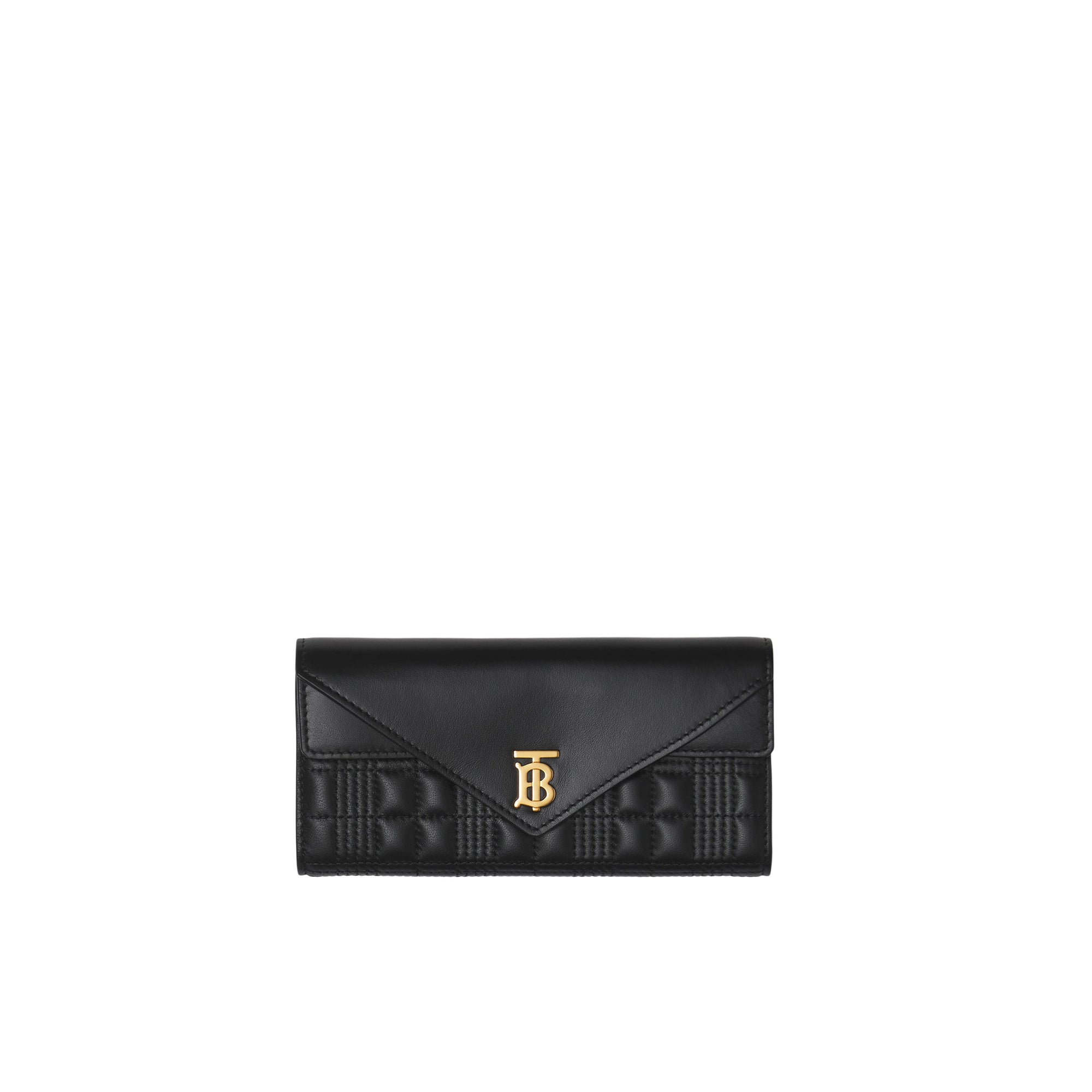 Portefeuille continental matelassé en cuir - Black