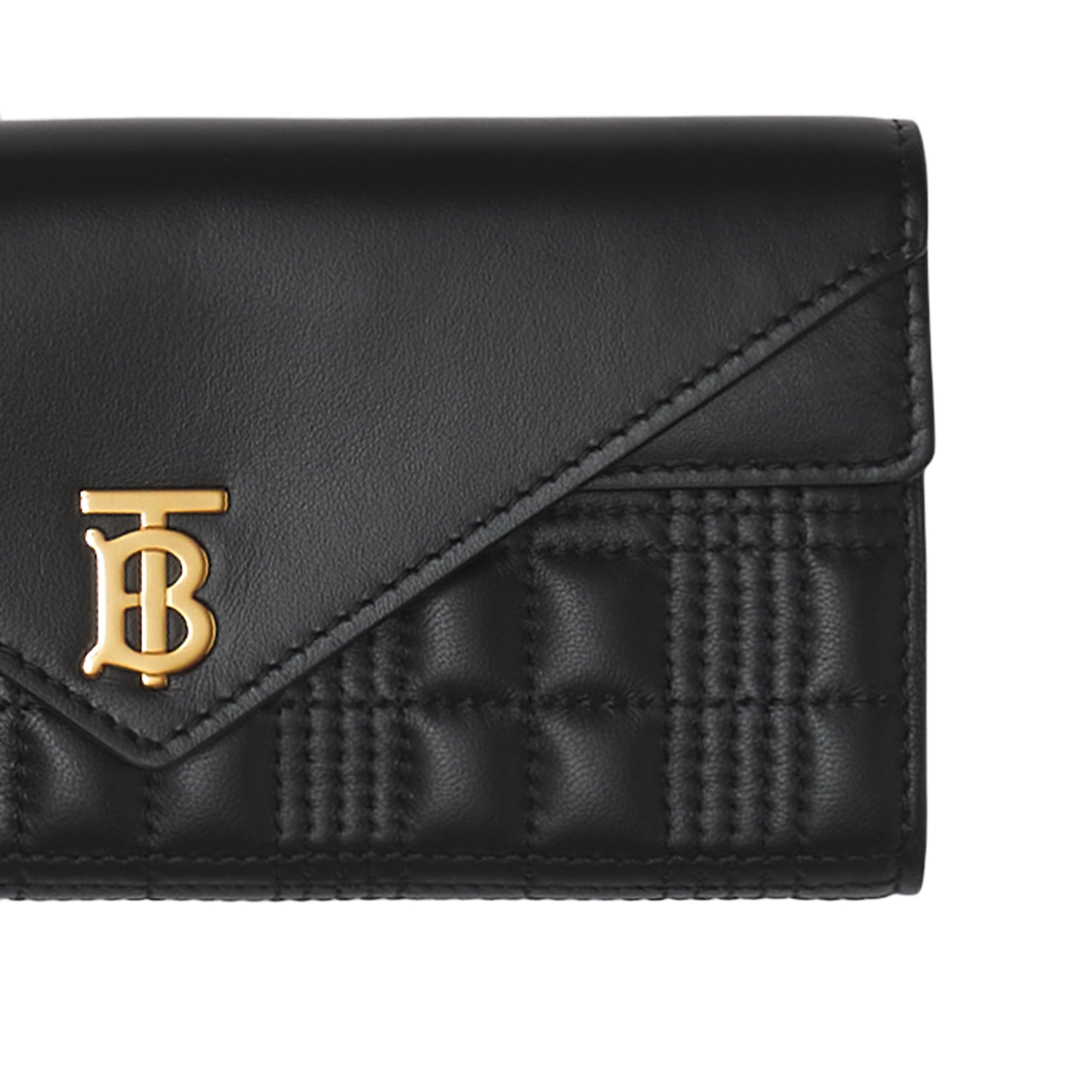 Portefeuille continental matelassé en cuir - Black