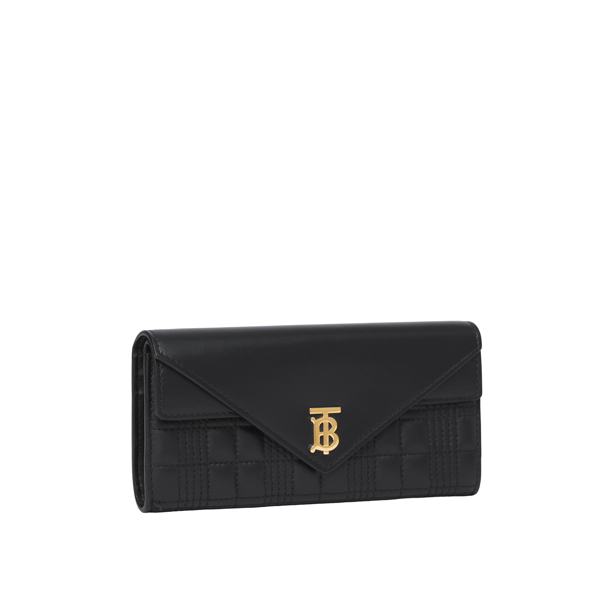 Portefeuille continental matelassé en cuir - Black
