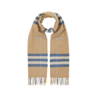 Écharpe classique en cachemire Check - Arc Beige & Inky Blue