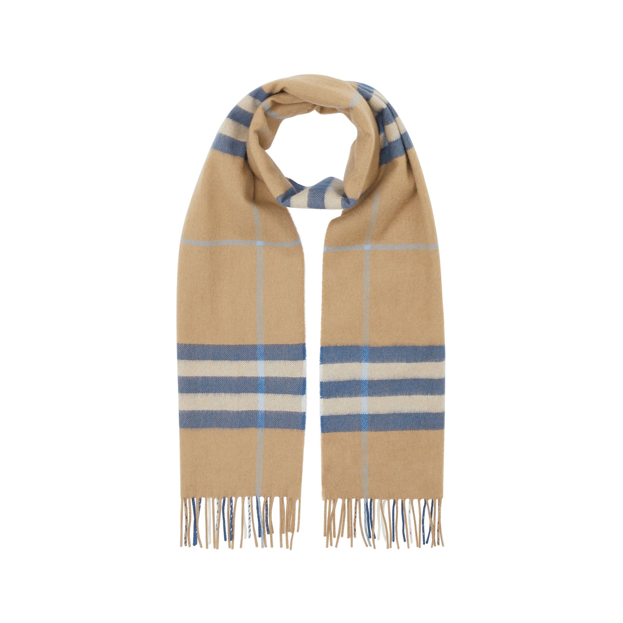 Écharpe classique en cachemire Check - Arc Beige & Inky Blue