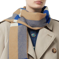 Écharpe en cachemire Check - Arc Beige & Inky Blue