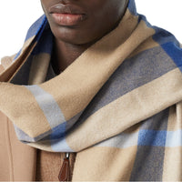 Écharpe en cachemire Check - Arc Beige & Inky Blue